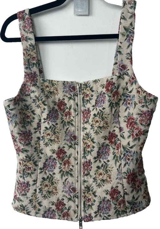 Vici Tops - VICI Floral Tapestry Corset Top S Tank Full Zipper Lined Fitted Rayon Blend A13